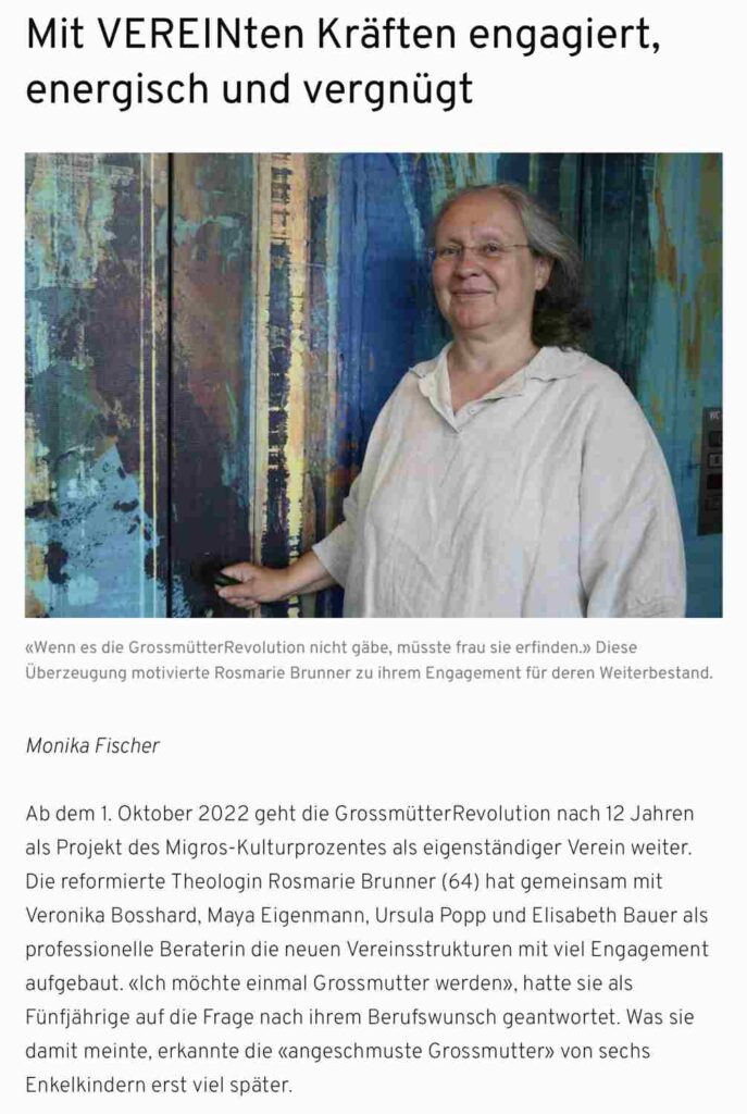 Grossmütterrevolution, Verein, Rosmarie Brunner